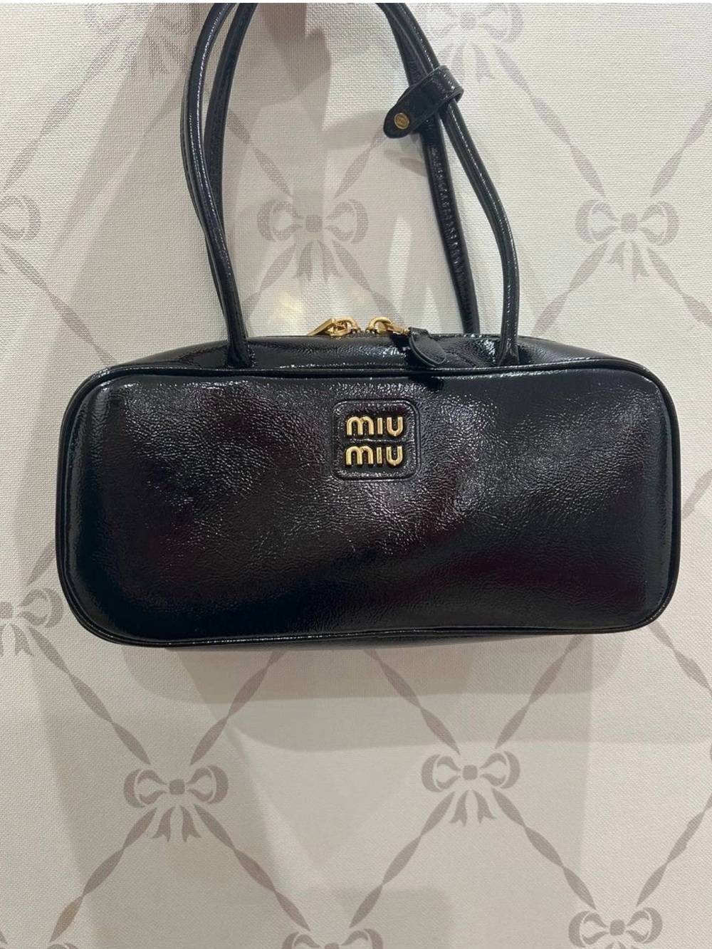Miu Miu Black Patent Leather Top-Handle Bag